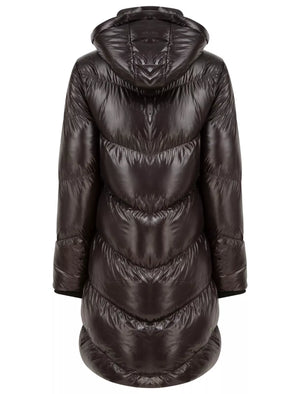 BLACK QUILTED PUFFER HOODED COAT