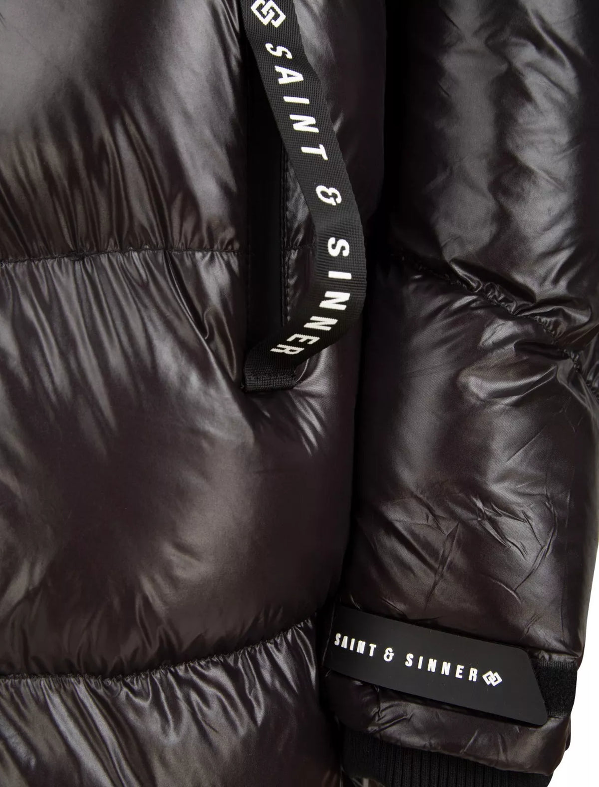 BLACK QUILTED PUFFER HOODED COAT