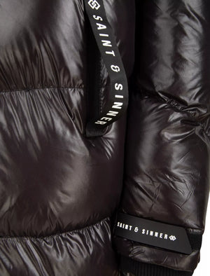 BLACK QUILTED PUFFER HOODED COAT