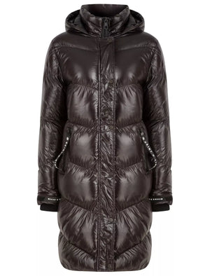 BLACK QUILTED PUFFER HOODED COAT