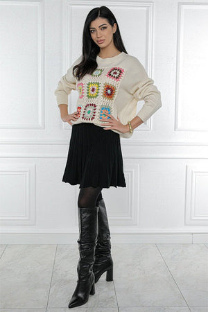 BLACK KNITTED SKIRT