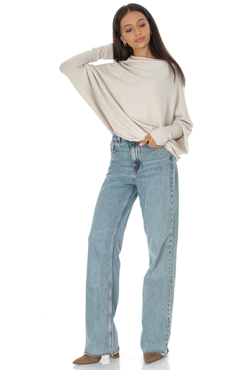 STONE ASYMMETRIC DRAPED KNIT