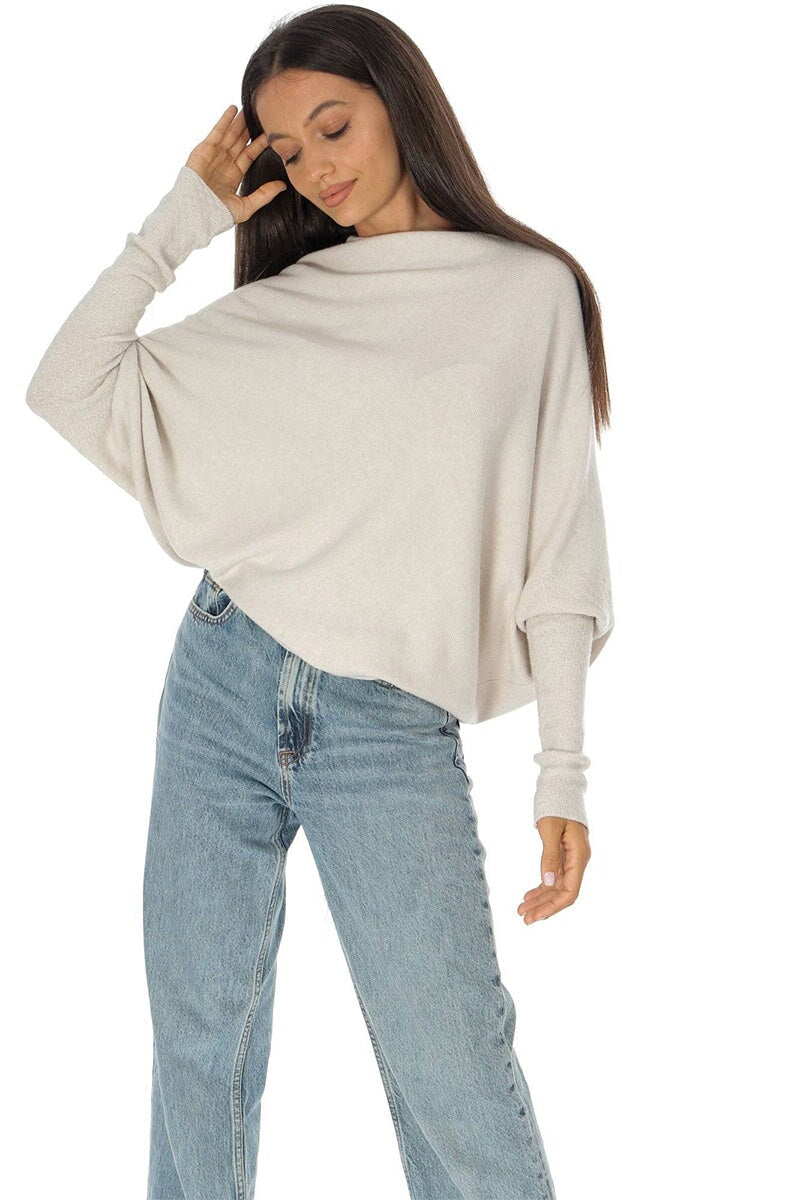 STONE ASYMMETRIC DRAPED KNIT