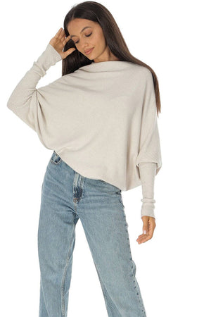 STONE ASYMMETRIC DRAPED KNIT