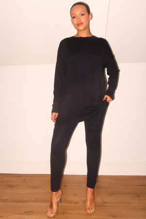 BLACK STAR KNIT LOUNGEWEAR SET