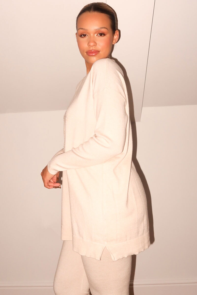 BEIGE STAR KNIT LOUNGEWEAR SET