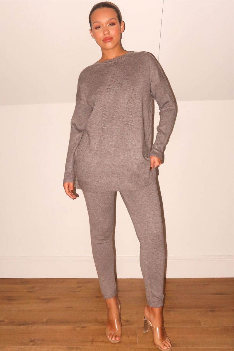 ANTHRACITE STAR KNIT LOUNGEWEAR SET