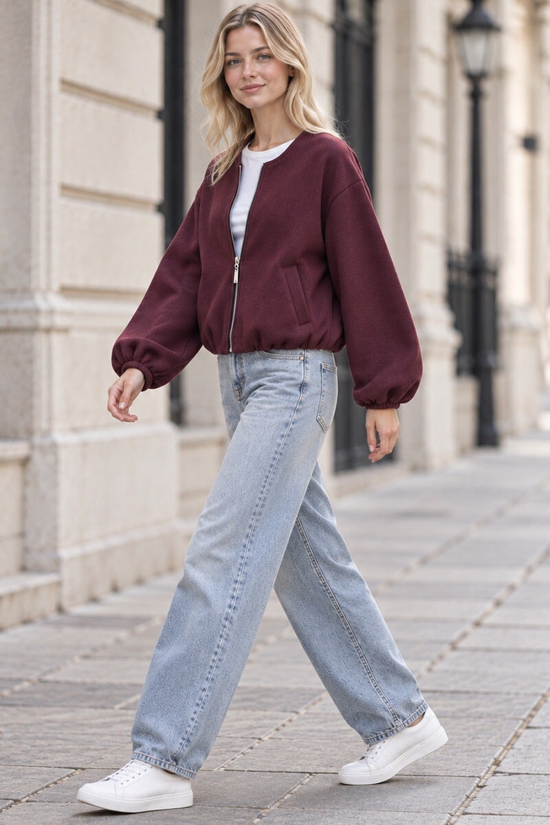 WINE SOFT BOMBER JACKET