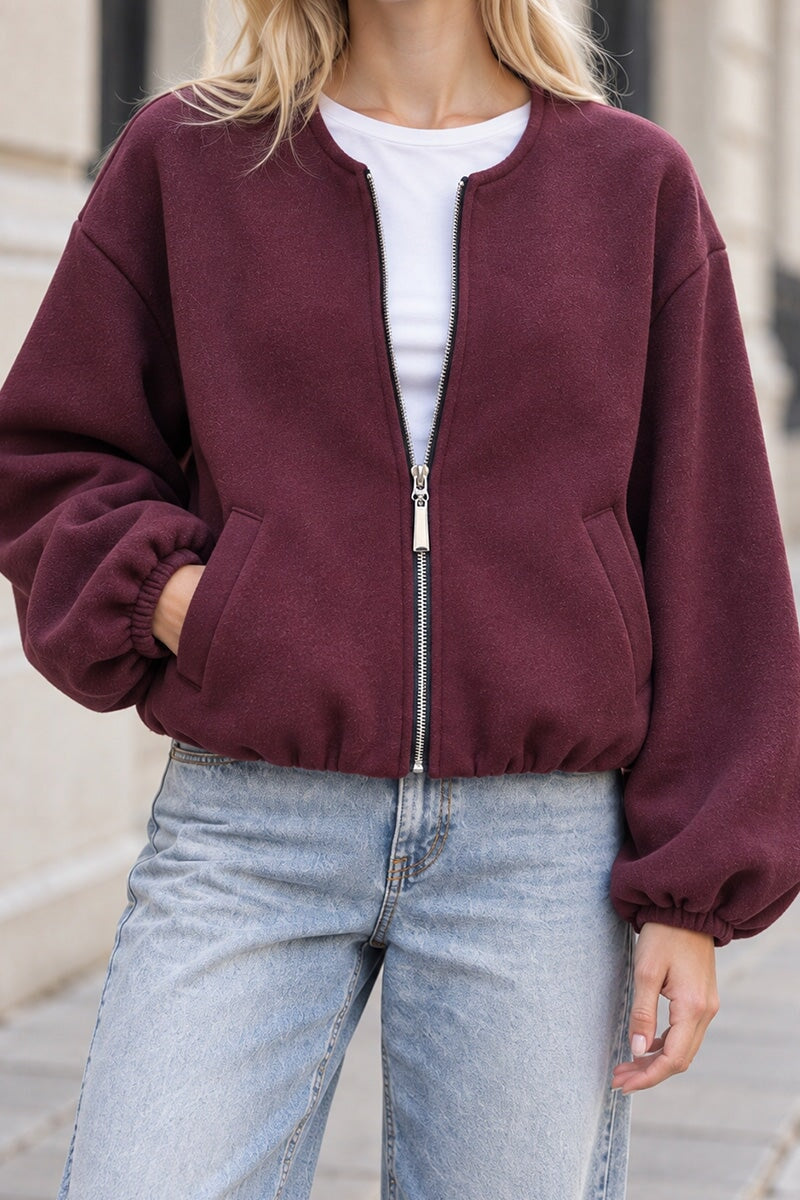 WINE SOFT BOMBER JACKET