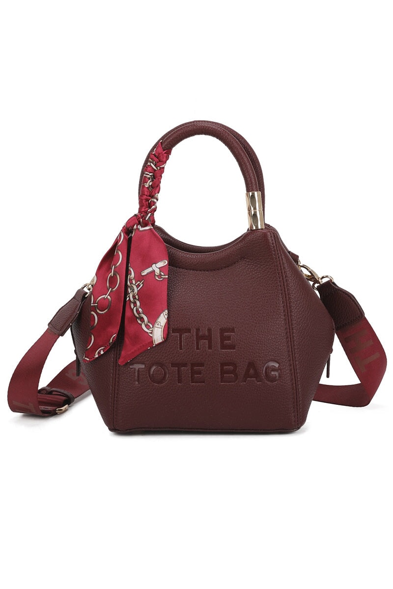 WINE FAUX LEATHER TOTE GRAB BAG