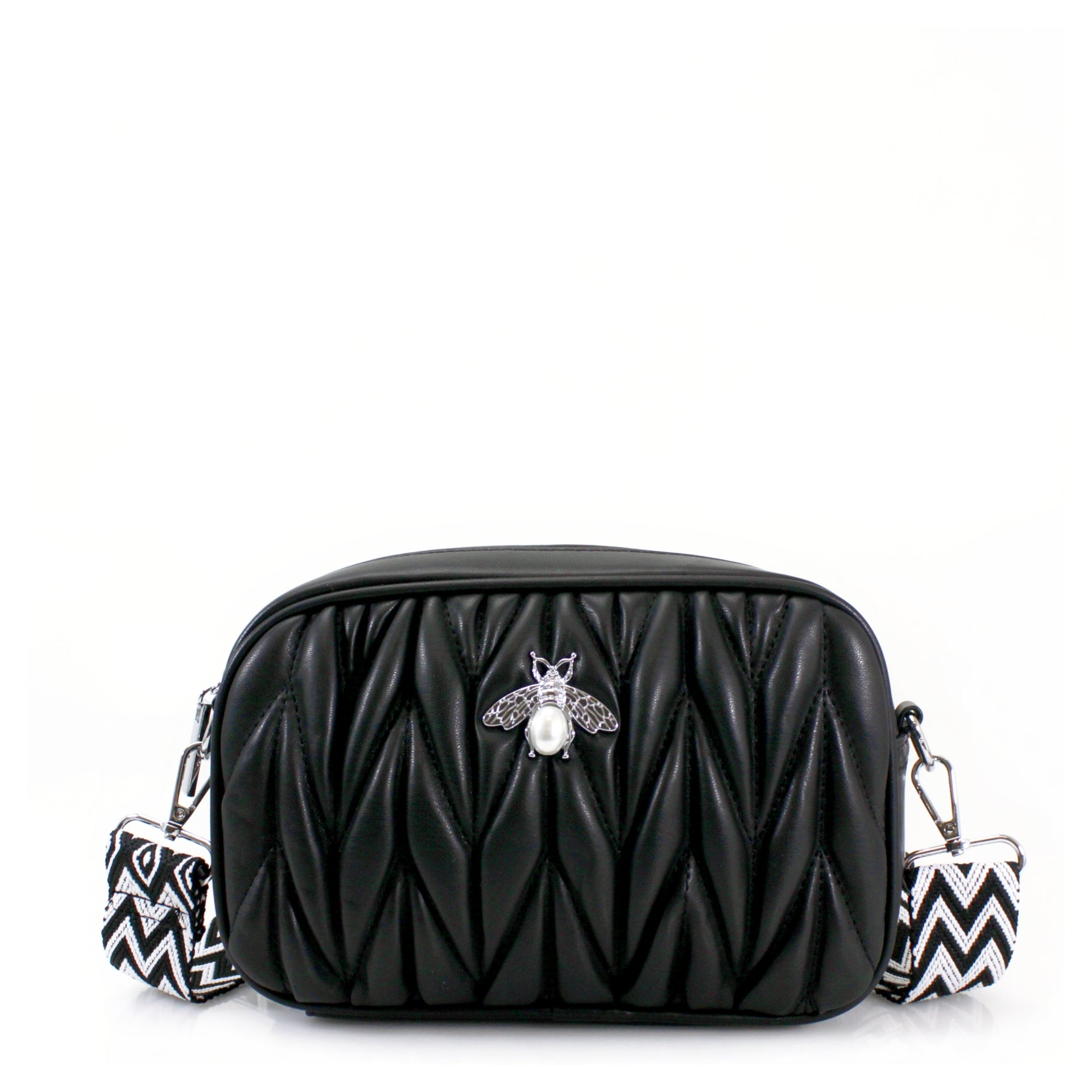 BLACK BEE LOGO QUILTED CROSS BODY BAG