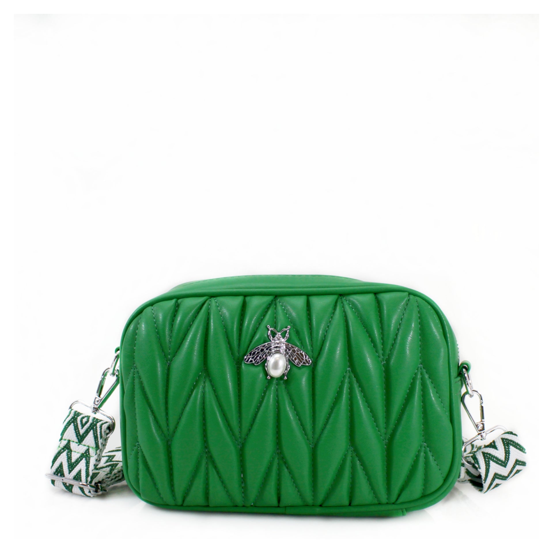 GREEN BEE LOGO QUILTED CROSS BODY BAG
