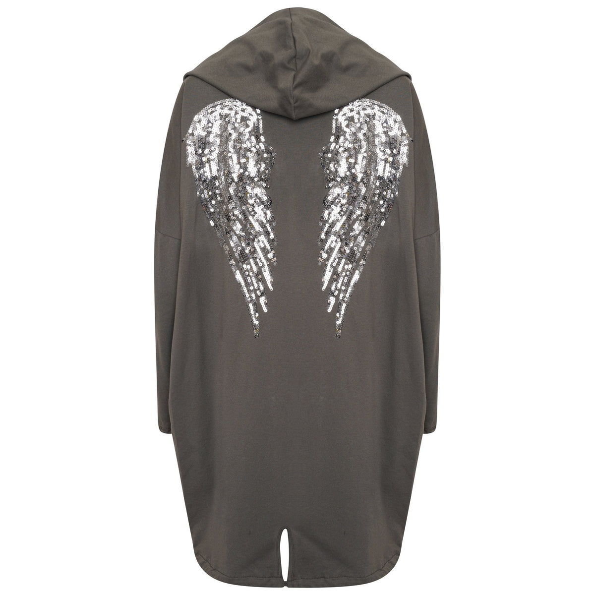 KHAKI ANGEL WING HOODED CARDI