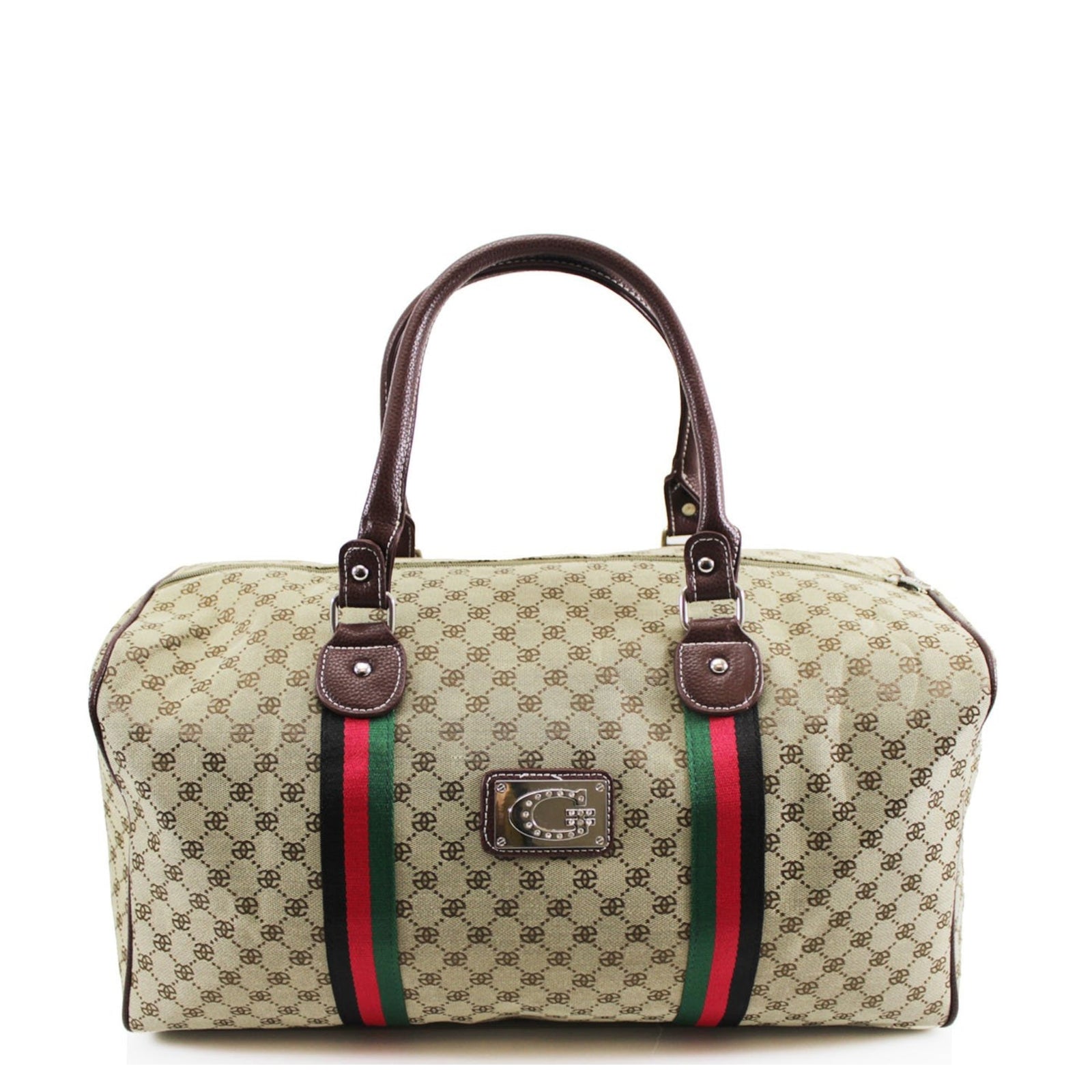 BEIGE PRINTED TRAVEL BAG