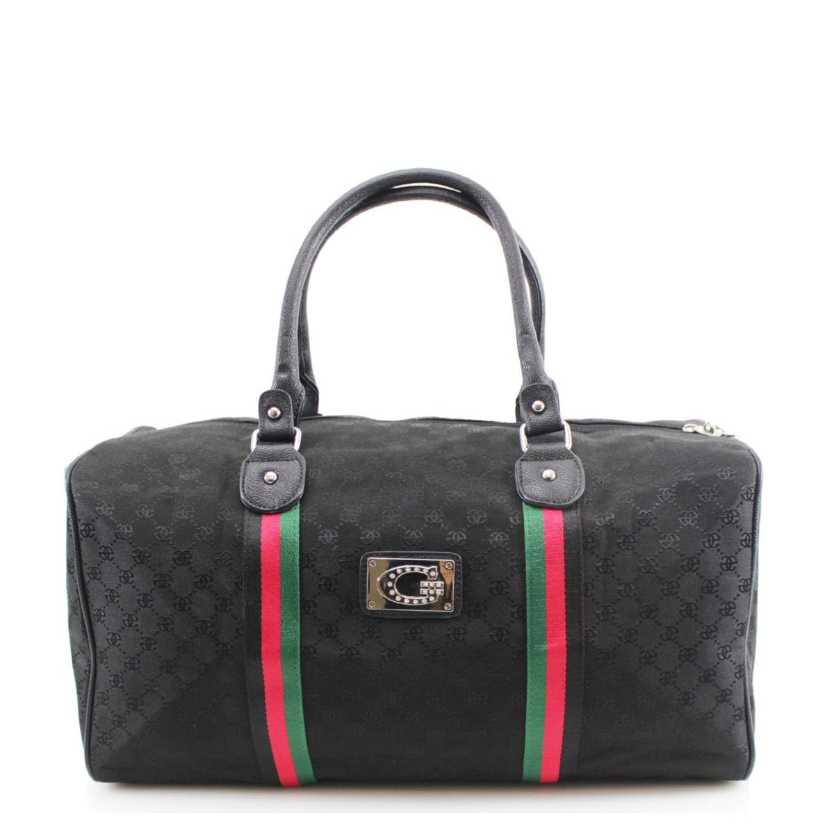 BLACK PRINTED TRAVEL BAG