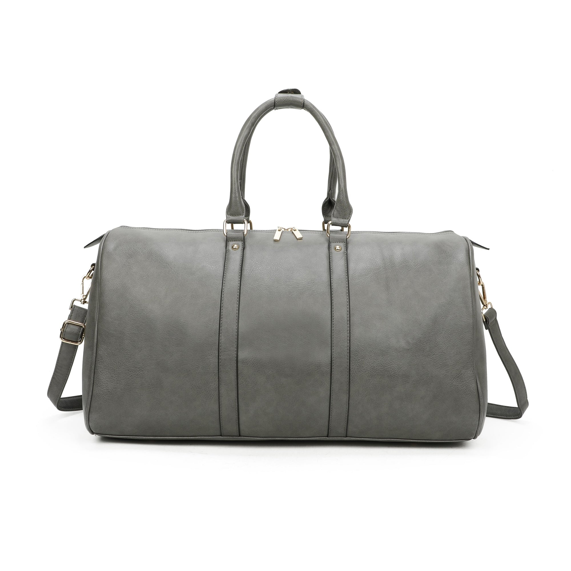 GREY FAUX LEATHER TRAVEL BAG