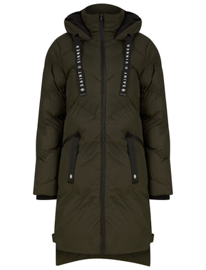 KHAKI PUFFER HOODED  COAT