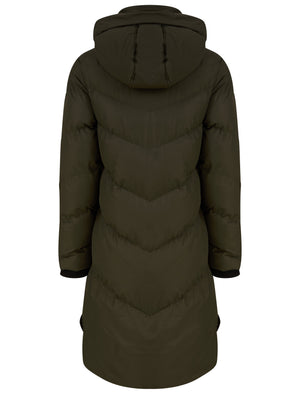 KHAKI PUFFER HOODED  COAT