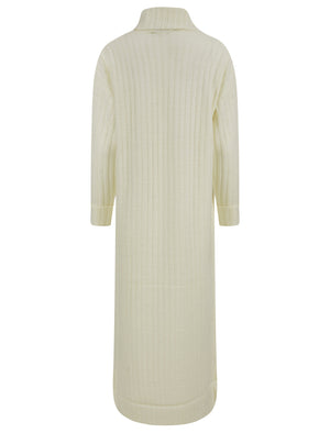 IVORY POLO NECK KNITTED MAXI DRESS