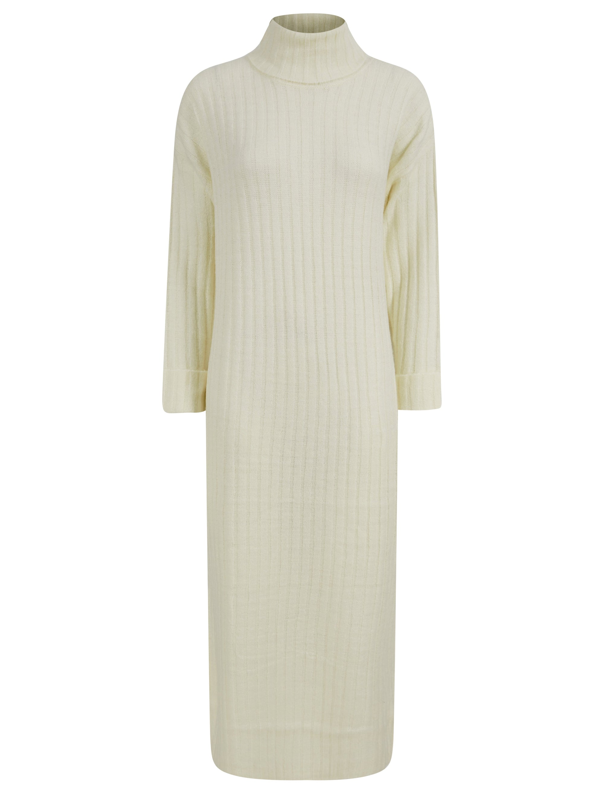 IVORY POLO NECK KNITTED MAXI DRESS