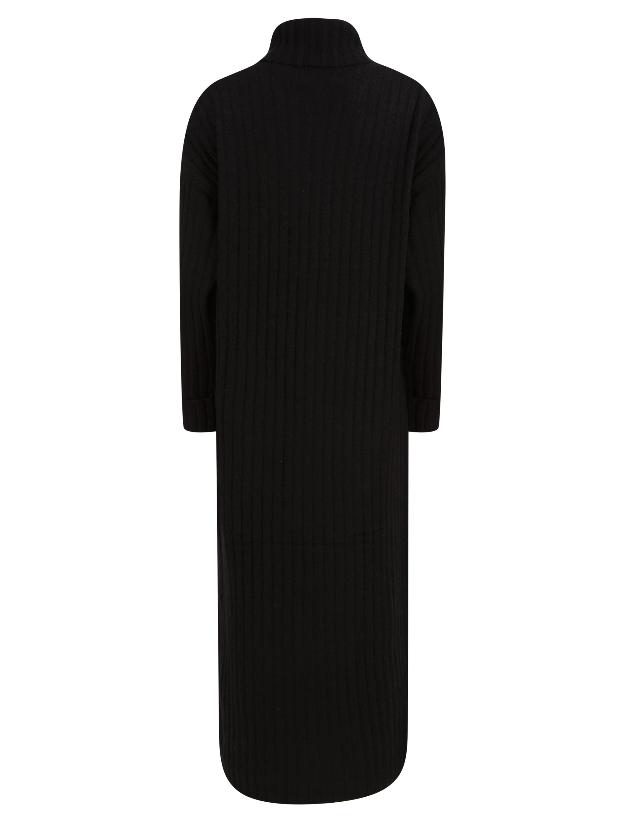 BLACK POLO NECK KNITTED MAXI DRESS