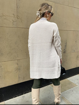 CREAM CABLE KNIT CARDIGAN