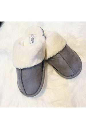 GREY FAUX FUR SLIPPER