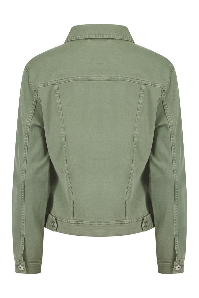 KHAKI GREEN COTTON STRETCH DENIM JACKET