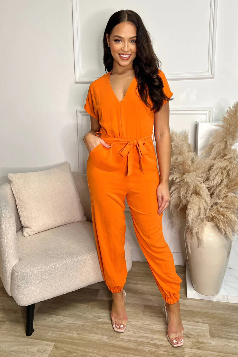 Boohoo orange jumpsuit sales