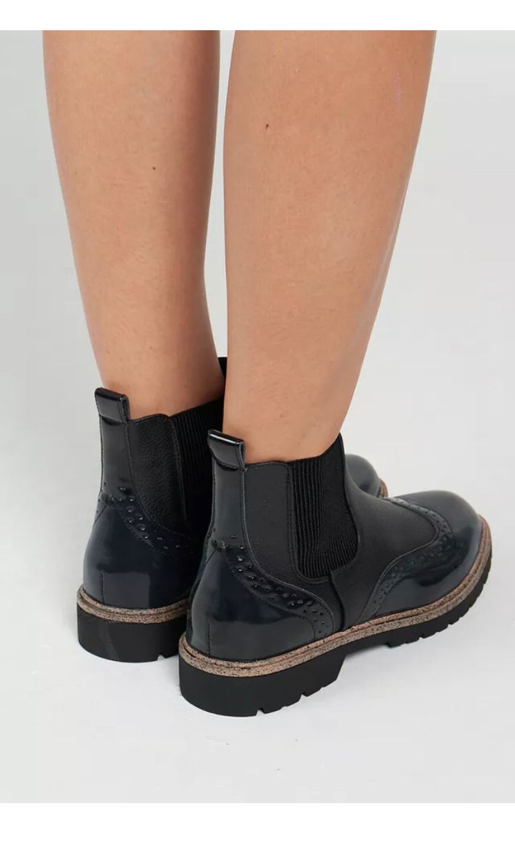 Brogue Navy Chelsea Boots Womens Suede Brogue Chelsea Boots Black