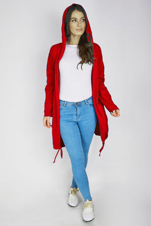 RED ANGEL WING HOODED CARDI