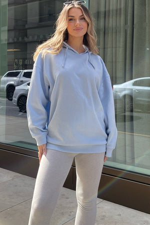 BLUE OVERSIZED HOODED SWEATSHIRT