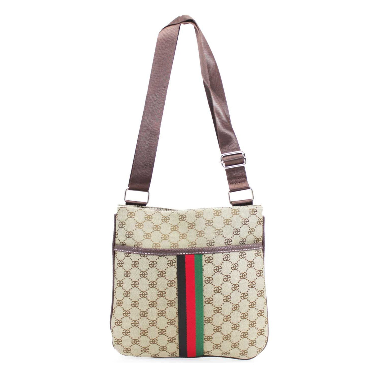 BEIGE PRINTED CROSS BODY BAG