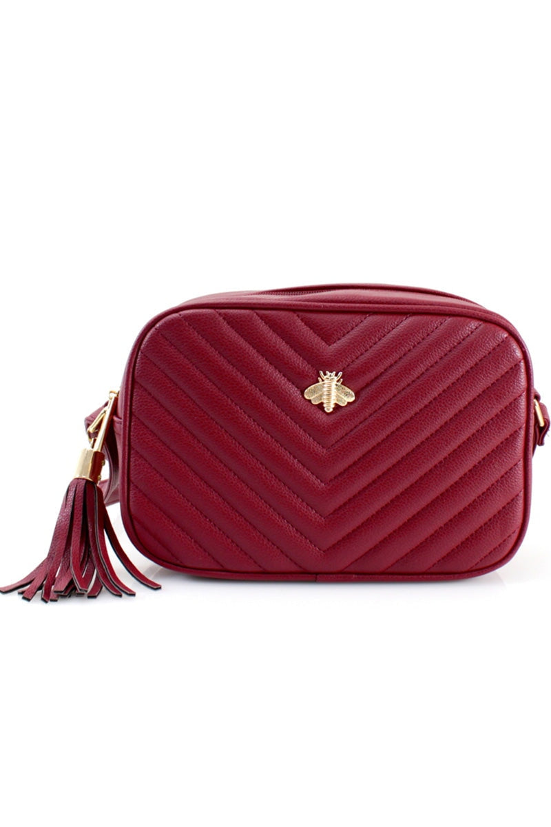 BURGUNDY BEE LOGO CROSS BODY BAG